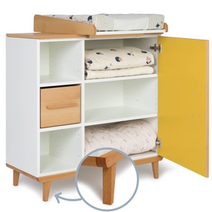 Cómoda cambiador 1 puerta 3 huecos NADO Retro acabado haya sunshine yellow
