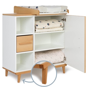 Cómoda cambiador 1 puerta 3 huecos NADO Retro acabado haya white