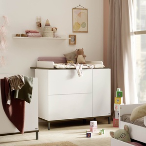 Cómoda cambiador 2 cajones 1 puerta LOVELY ALIV Yuny by Paidi off white-dark walnut