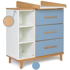 Cómoda cambiador 3 cajones 3 huecos NADO Retro acabado haya capri blue