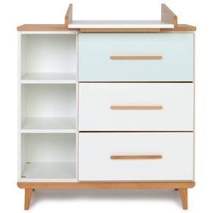 Cómoda cambiador 3 cajones 3 huecos NADO Retro acabado haya mint-white