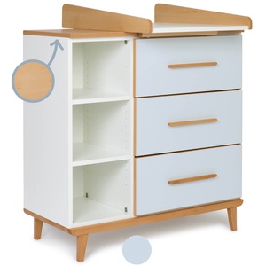Cómoda cambiador 3 cajones 3 huecos NADO Retro acabado haya sky blue