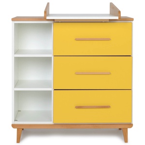 Cómoda cambiador 3 cajones 3 huecos NADO Retro acabado haya sunshine yellow