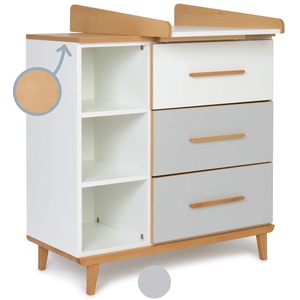 Cómoda cambiador 3 cajones 3 huecos NADO Retro acabado haya white-manhattan grey