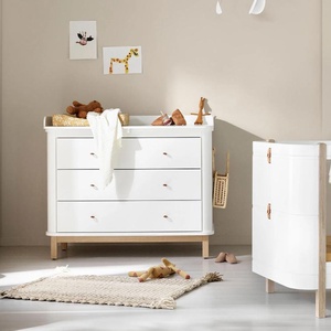 Cómoda cambiador 3 cajones WOOD Oliver Furniture blanco-roble