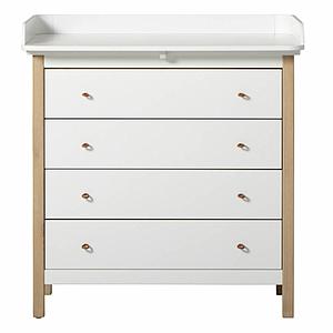 Cómoda-cambiador 4 cajones WOOD Oliver Furniture blanco-roble