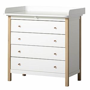 Cómoda-cambiador 4 cajones WOOD Oliver Furniture blanco-roble