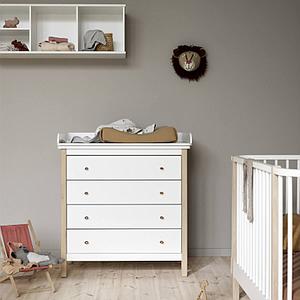 Cómoda-cambiador 4 cajones WOOD Oliver Furniture blanco-roble