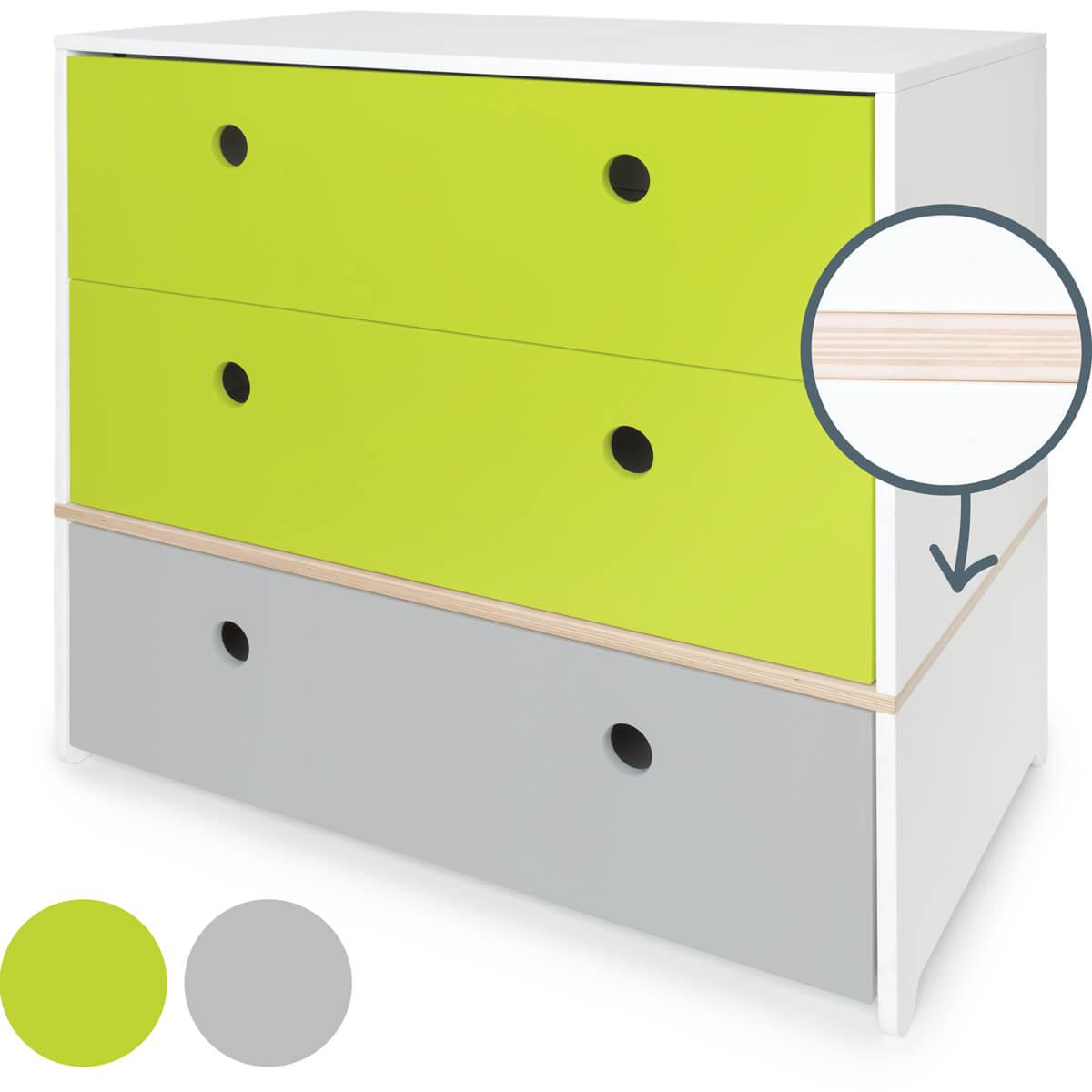 Cómoda COLORFLEX cajones frontales lime-lime-pearl grey