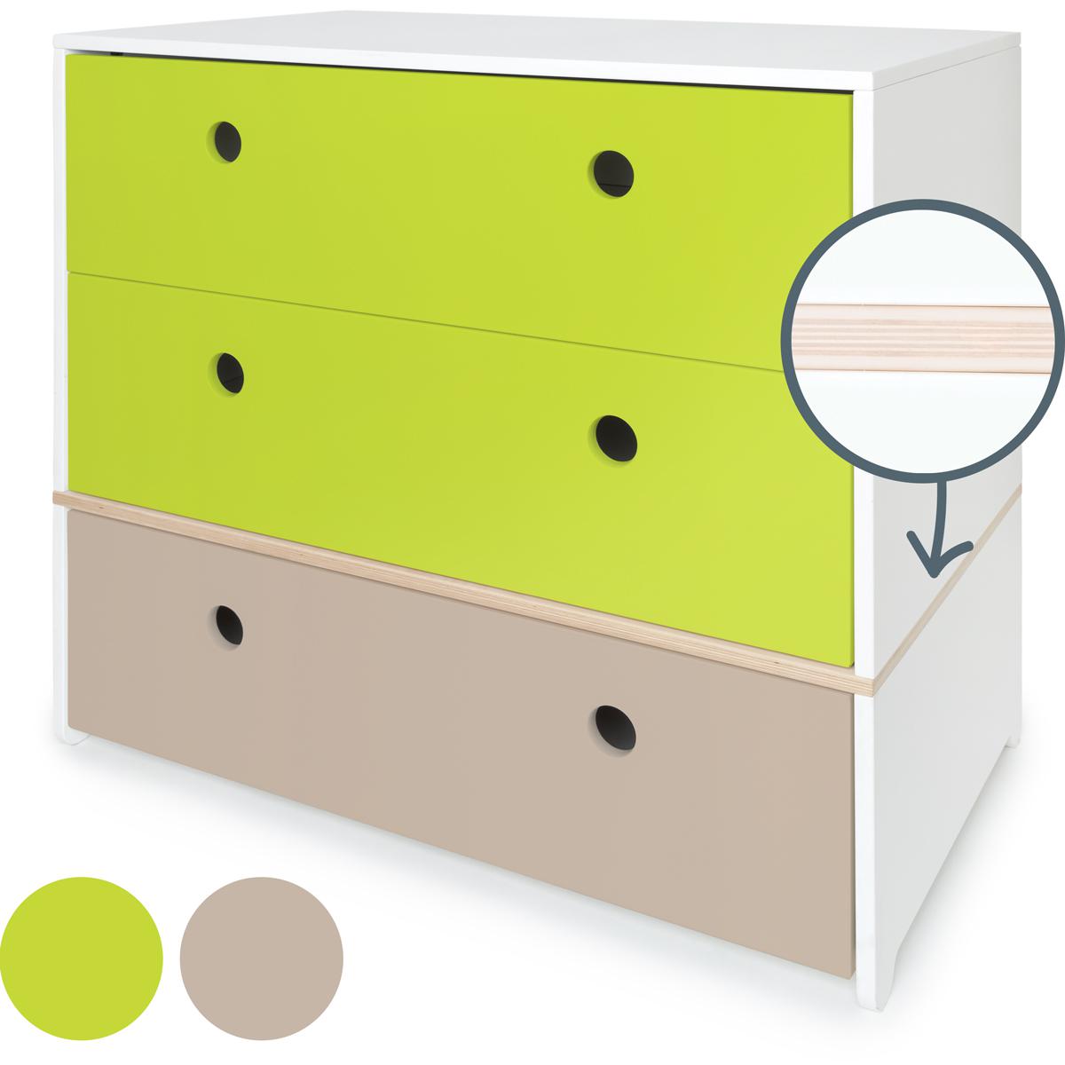 Cómoda COLORFLEX cajones frontales lime-lime-warm grey