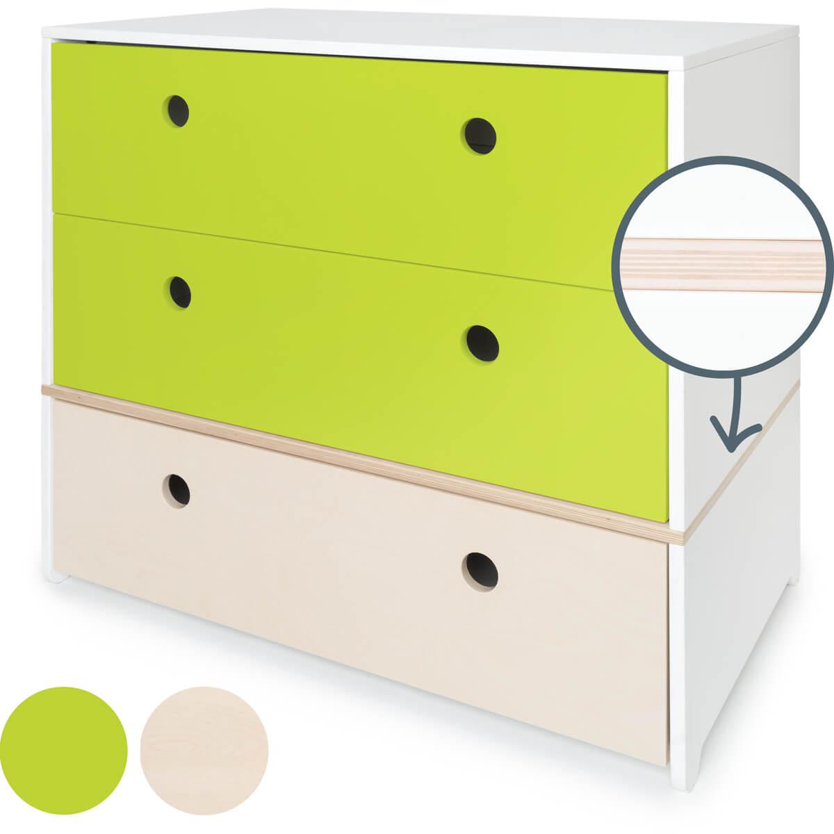 Cómoda COLORFLEX cajones frontales lime-lime-white wash
