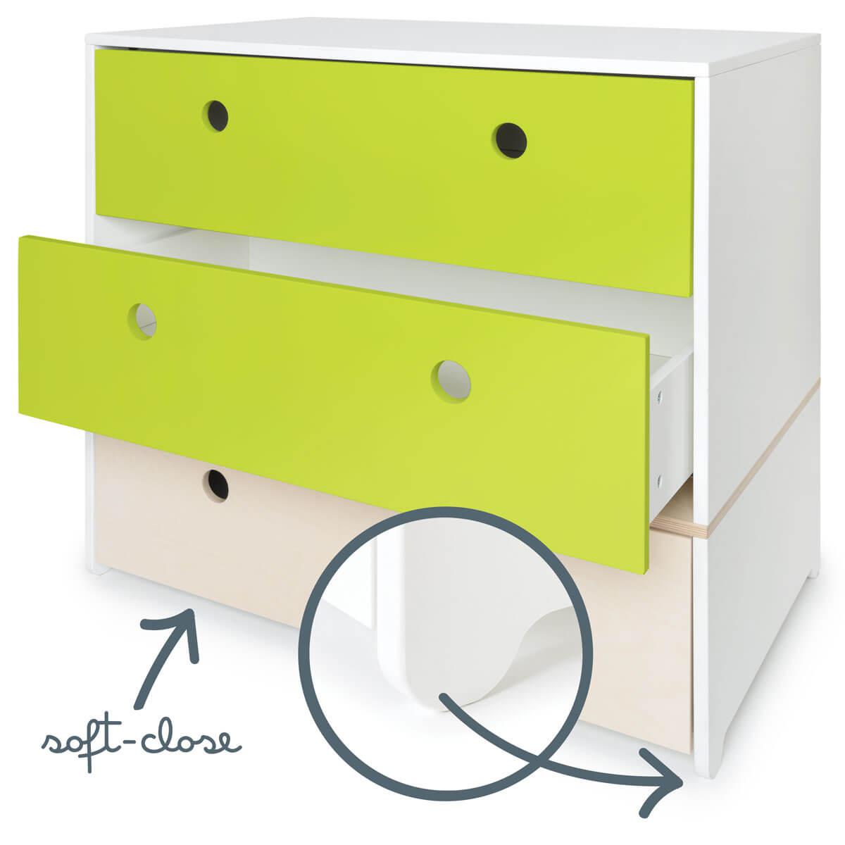 Cómoda COLORFLEX cajones frontales lime-lime-white wash