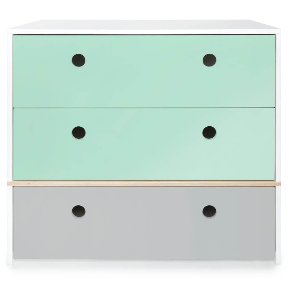 Cómoda COLORFLEX cajones frontales mint-mint-pearl grey