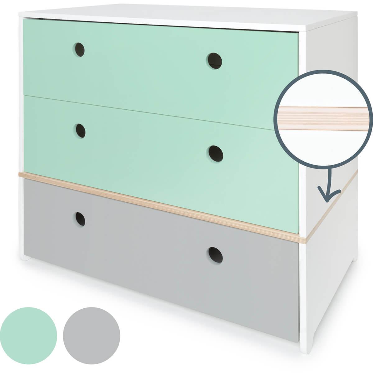 Cómoda COLORFLEX cajones frontales mint-mint-pearl grey