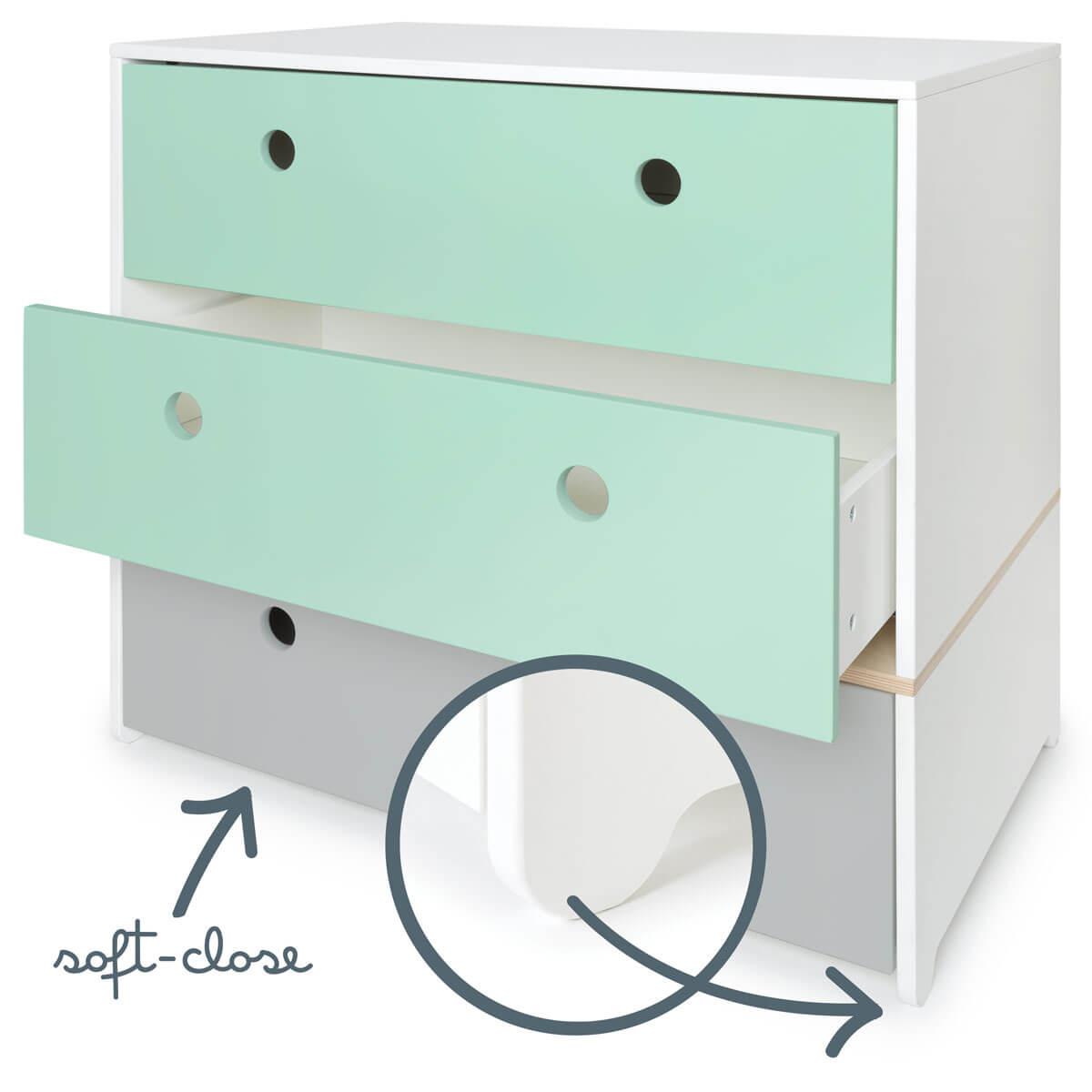 Cómoda COLORFLEX cajones frontales mint-mint-pearl grey