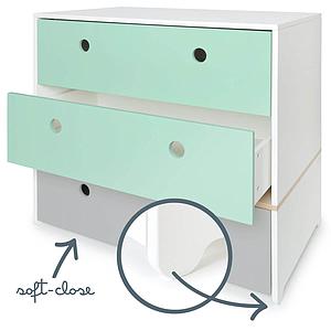 Cómoda COLORFLEX cajones frontales mint-mint-pearl grey