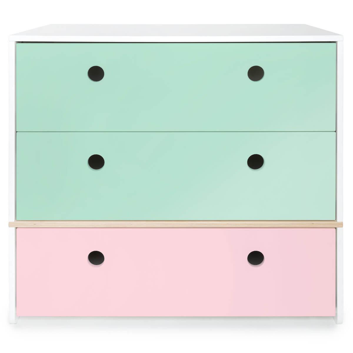 Cómoda COLORFLEX cajones frontales mint-mint-sweet pink