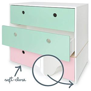 Cómoda COLORFLEX cajones frontales mint-mint-sweet pink