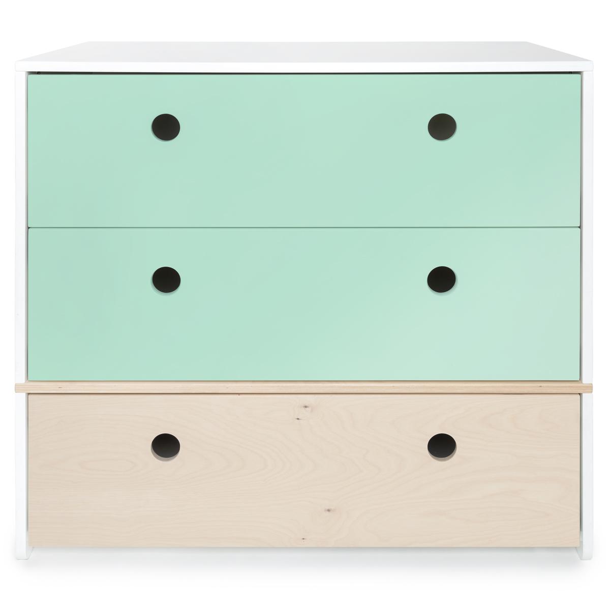 Cómoda COLORFLEX cajones frontales mint-mint-white wash