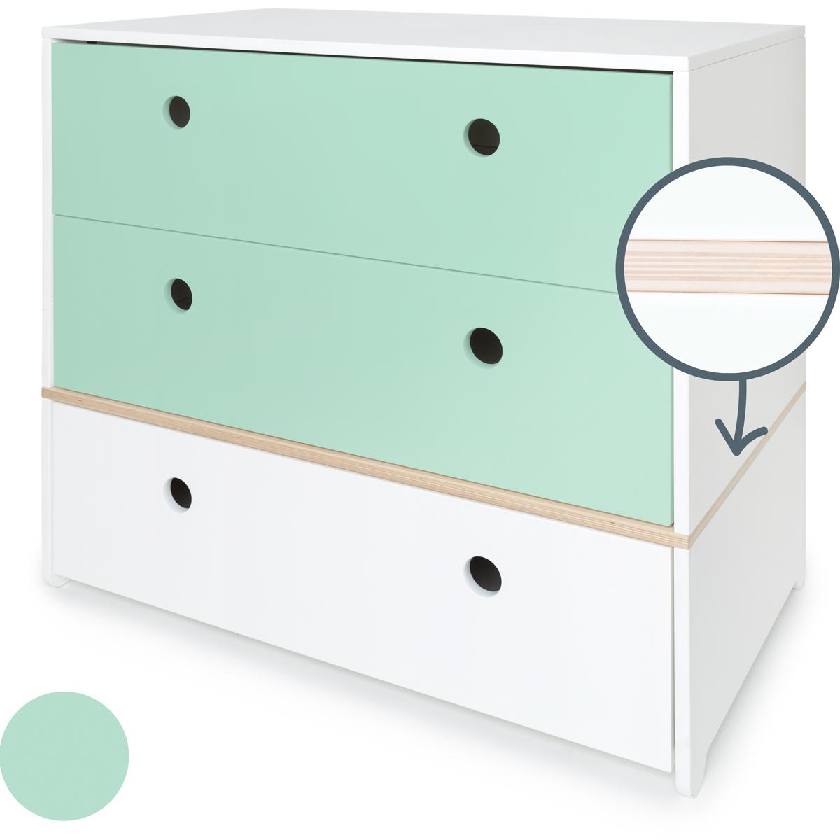 Cómoda COLORFLEX cajones frontales mint-mint-white