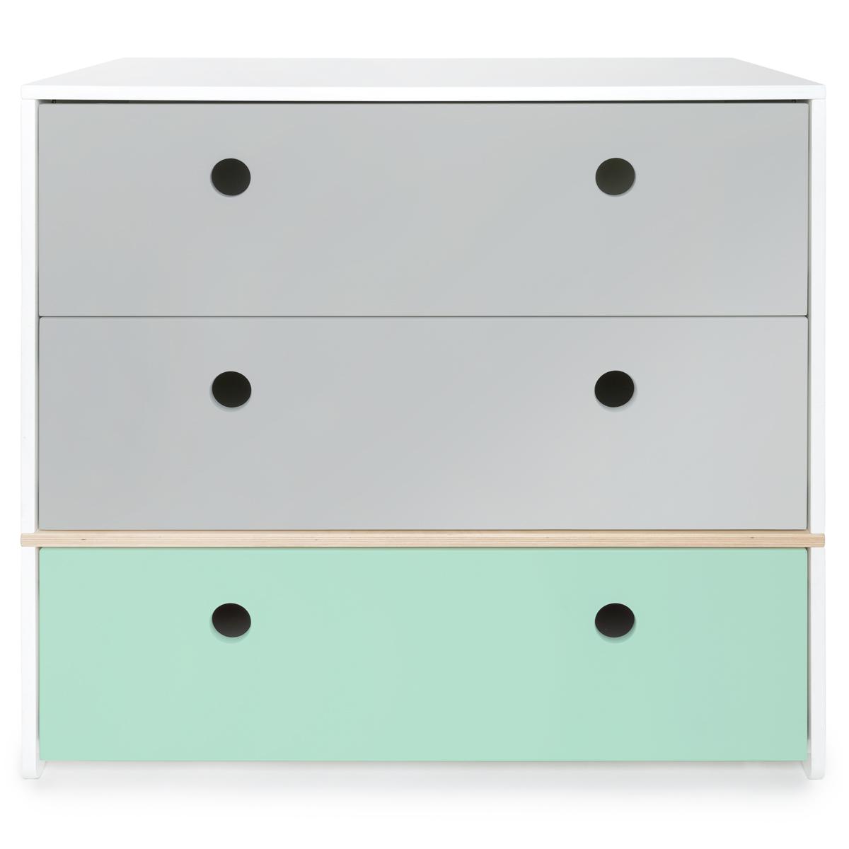 Cómoda COLORFLEX cajones frontales pearl grey-pearl grey-mint