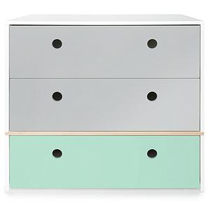 Cómoda COLORFLEX cajones frontales pearl grey-pearl grey-mint