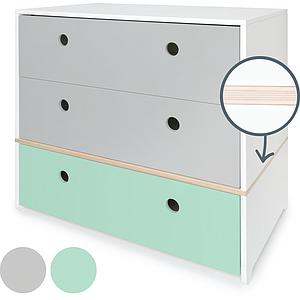 Cómoda COLORFLEX cajones frontales pearl grey-pearl grey-mint