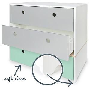 Cómoda COLORFLEX cajones frontales pearl grey-pearl grey-mint