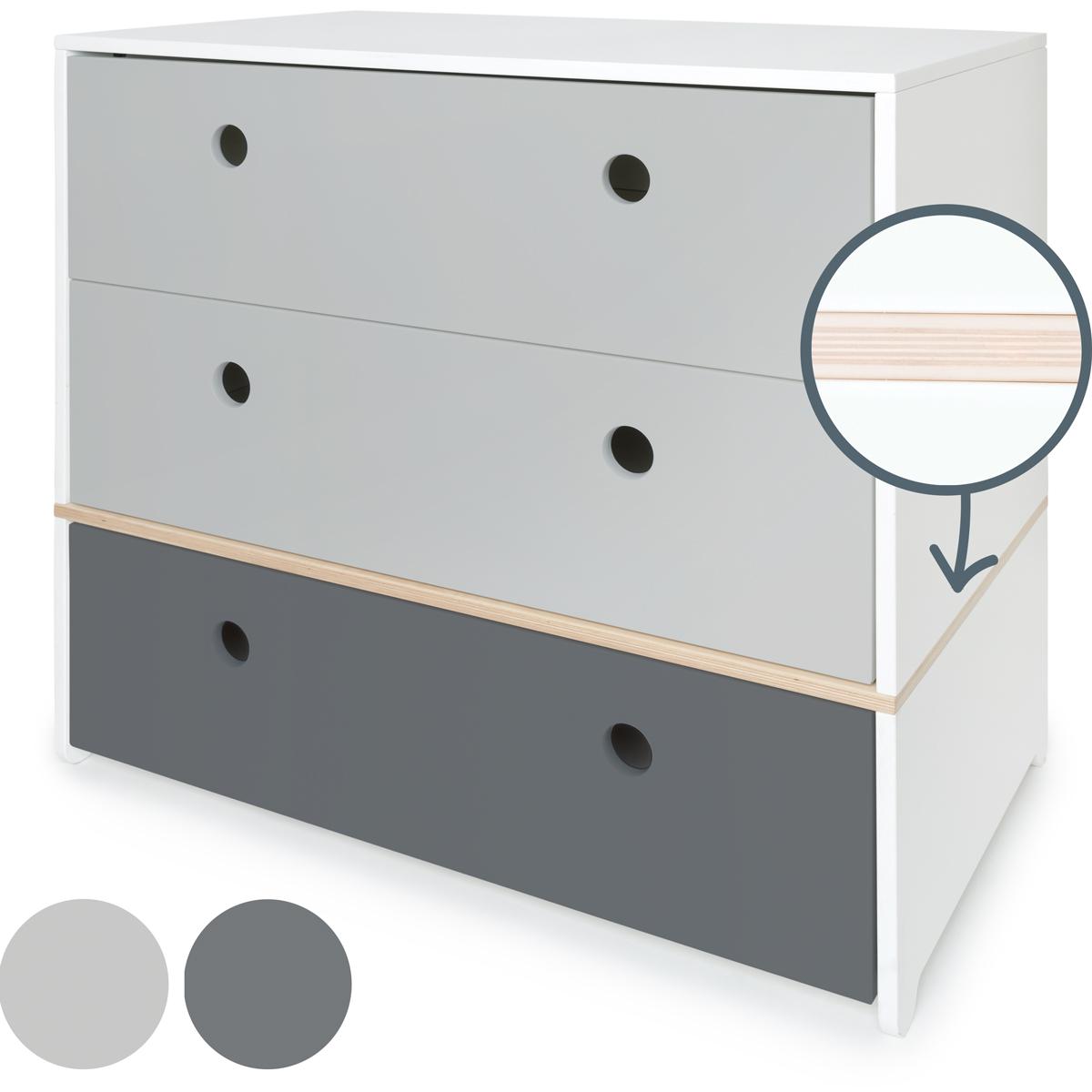 Cómoda COLORFLEX cajones frontales pearl grey-pearl grey-space grey