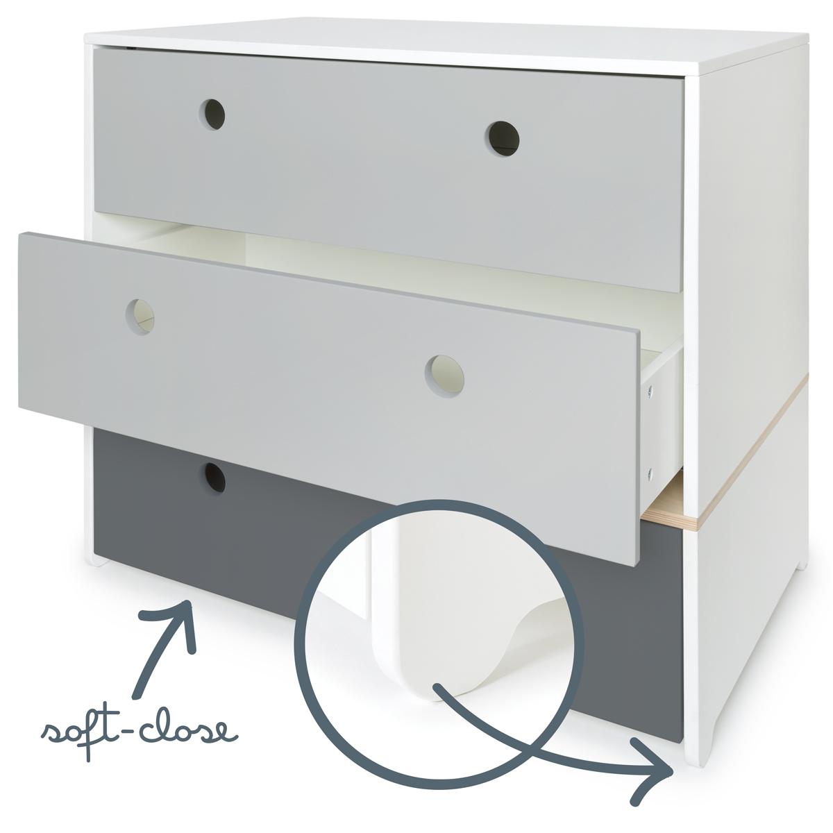 Cómoda COLORFLEX cajones frontales pearl grey-pearl grey-space grey