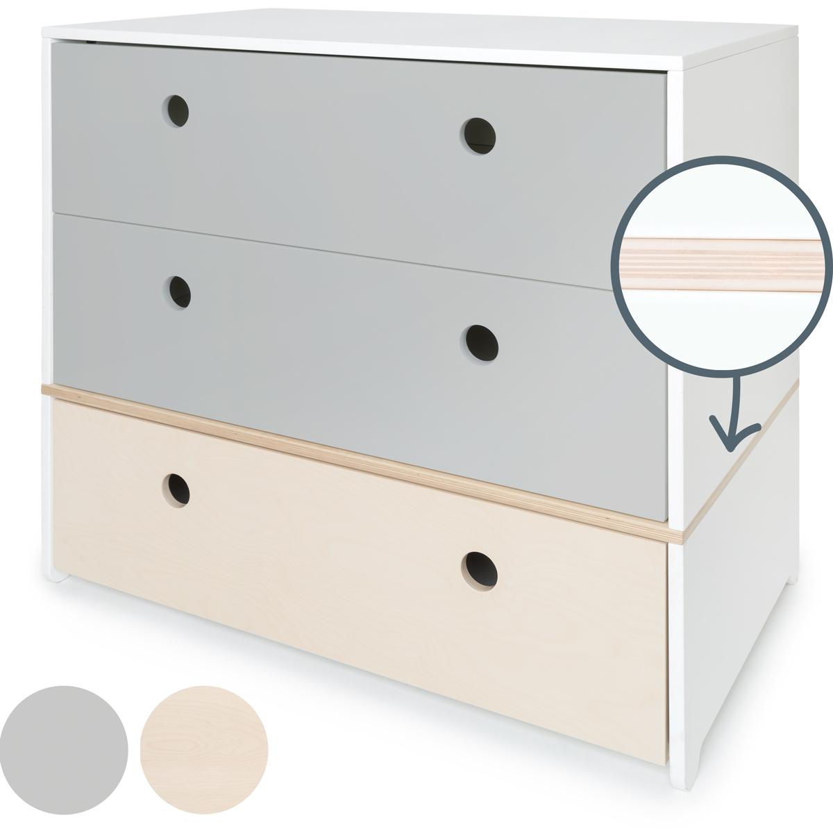 Cómoda COLORFLEX cajones frontales pearl grey-pearl grey-white wash