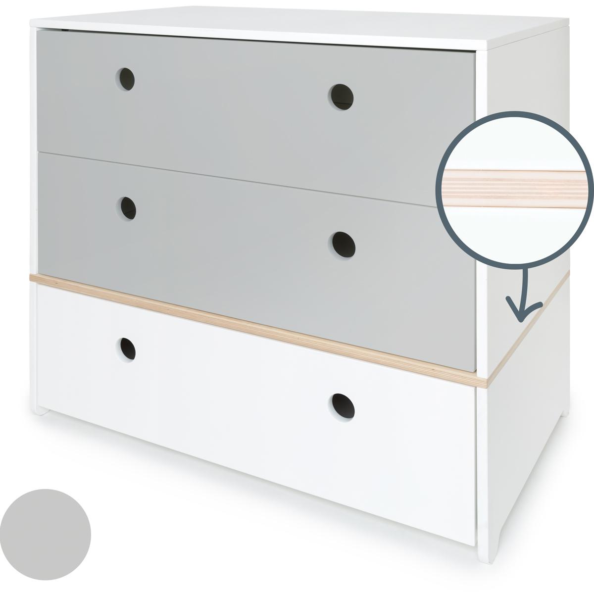 Cómoda COLORFLEX cajones frontales pearl grey-pearl grey-white