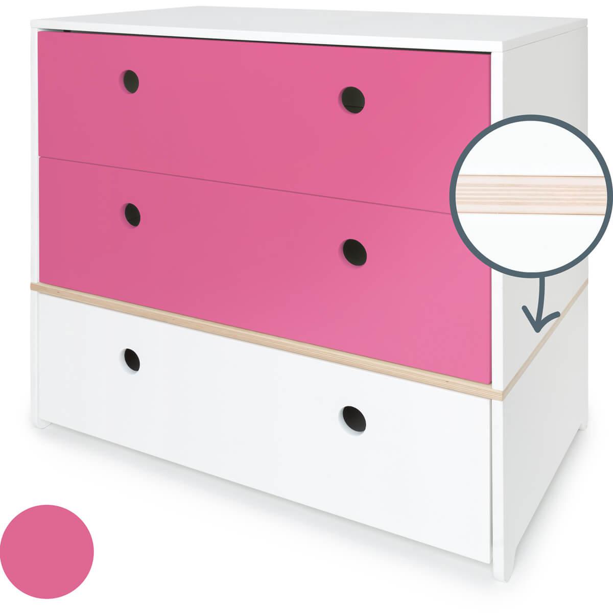 Cómoda COLORFLEX cajones frontales pink-pink-white