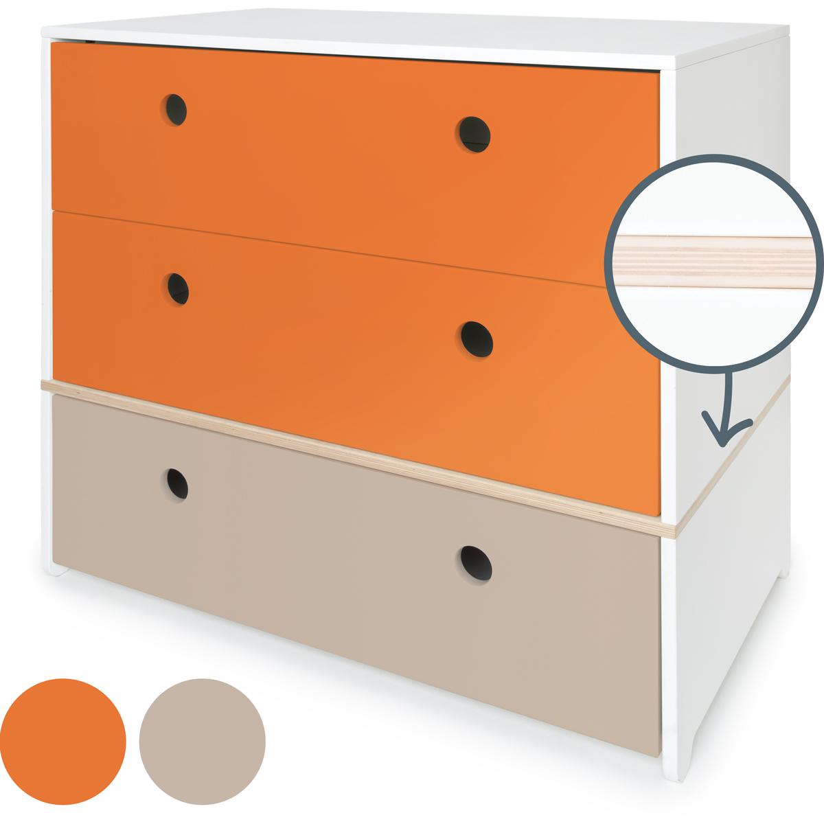 Cómoda COLORFLEX cajones frontales pure orange-pure orange-warm grey