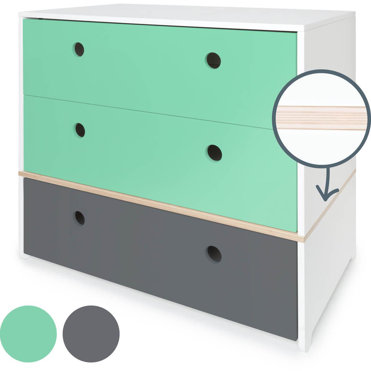 Cómoda COLORFLEX cajones frontales sea foam-sea foam-space grey