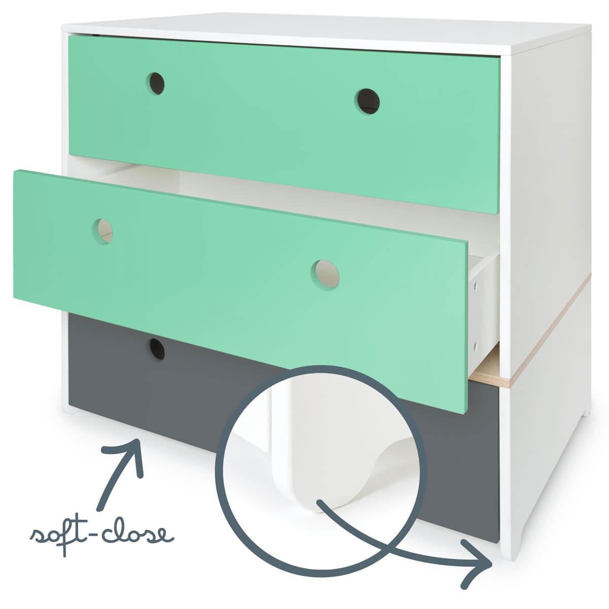 Cómoda COLORFLEX cajones frontales sea foam-sea foam-space grey