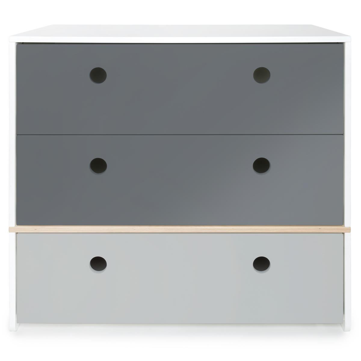 Cómoda COLORFLEX cajones frontales space grey-space grey-pearl grey