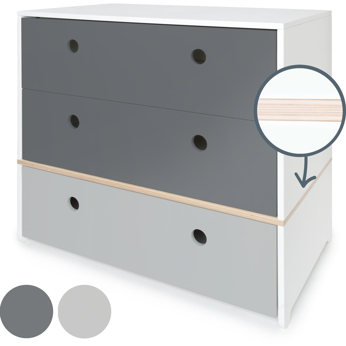 Cómoda COLORFLEX cajones frontales space grey-space grey-pearl grey