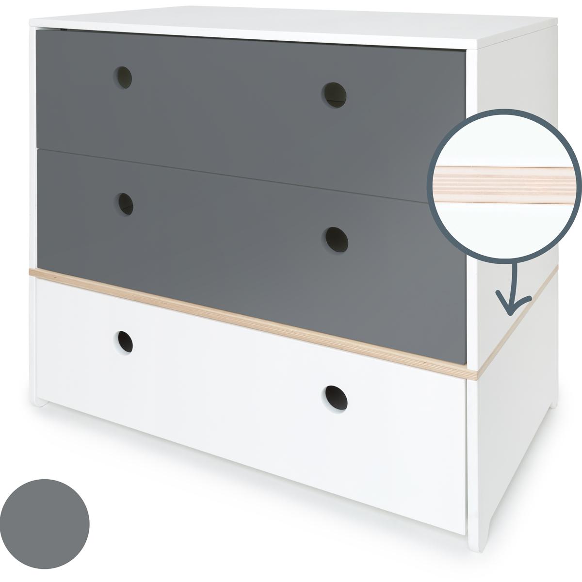 Cómoda COLORFLEX cajones frontales space grey-space grey-white