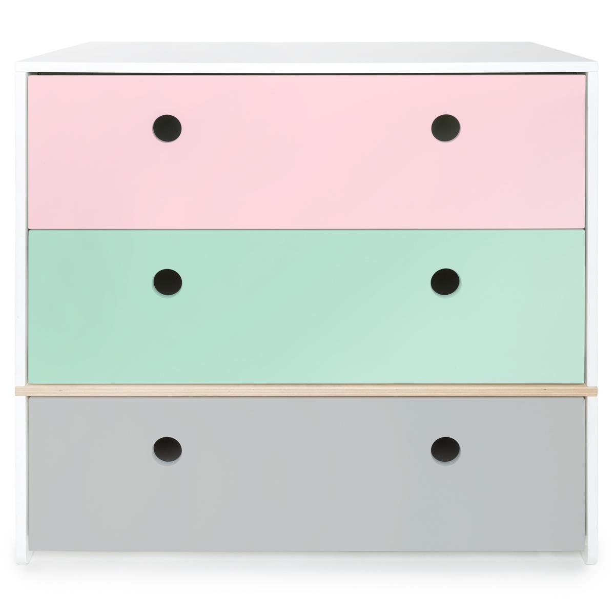 Cómoda COLORFLEX cajones frontales sweet pink-mint-pearl grey