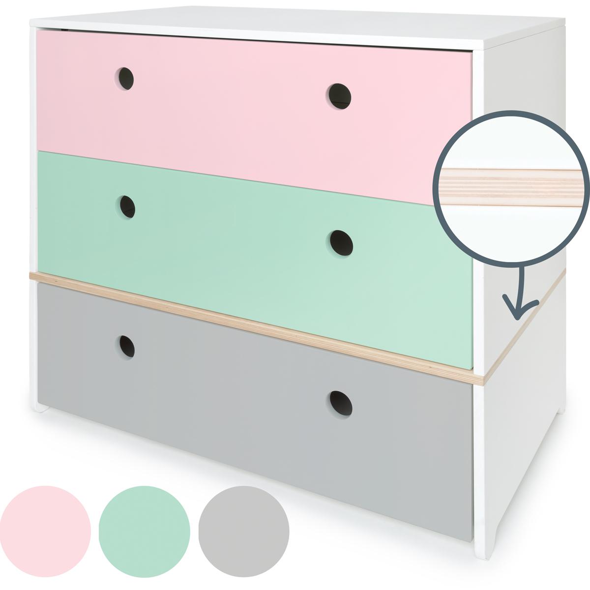 Cómoda COLORFLEX cajones frontales sweet pink-mint-pearl grey