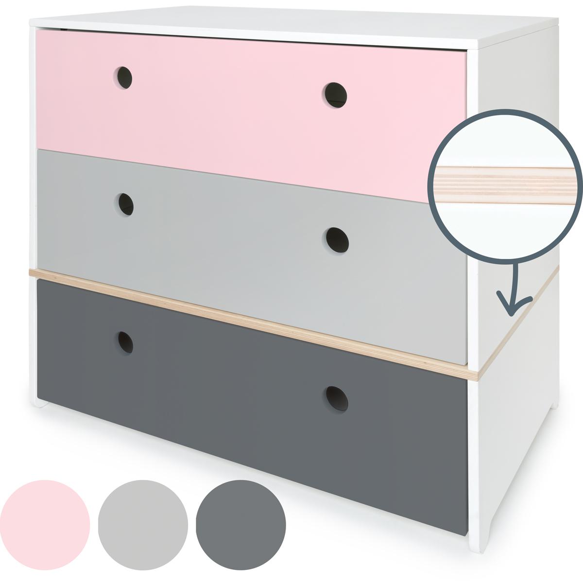 Cómoda COLORFLEX cajones frontales sweet pink-pearl grey-space grey
