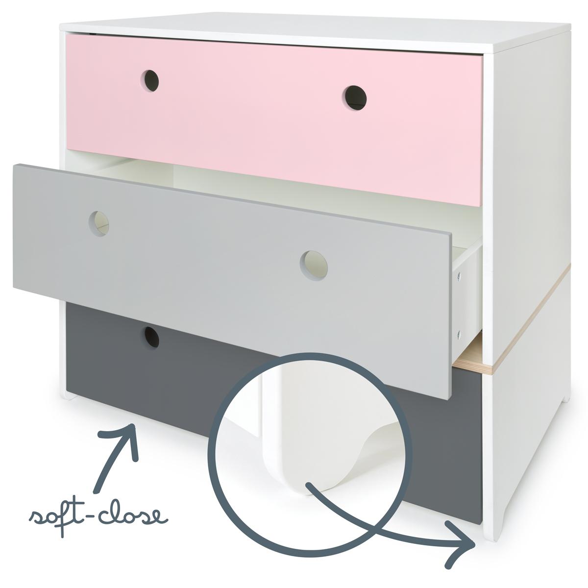 Cómoda COLORFLEX cajones frontales sweet pink-pearl grey-space grey