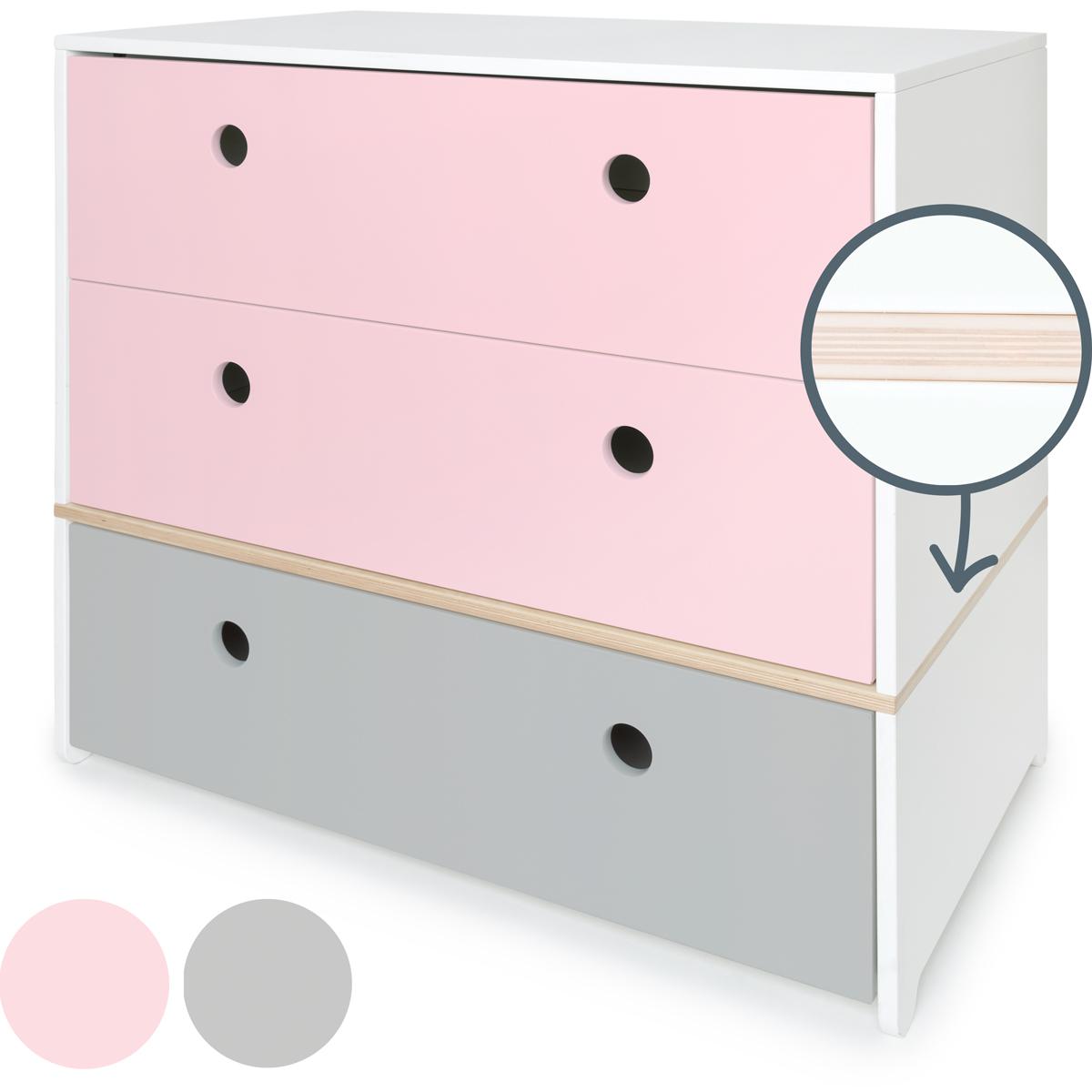 Cómoda COLORFLEX cajones frontales sweet pink-sweet pink-pearl grey