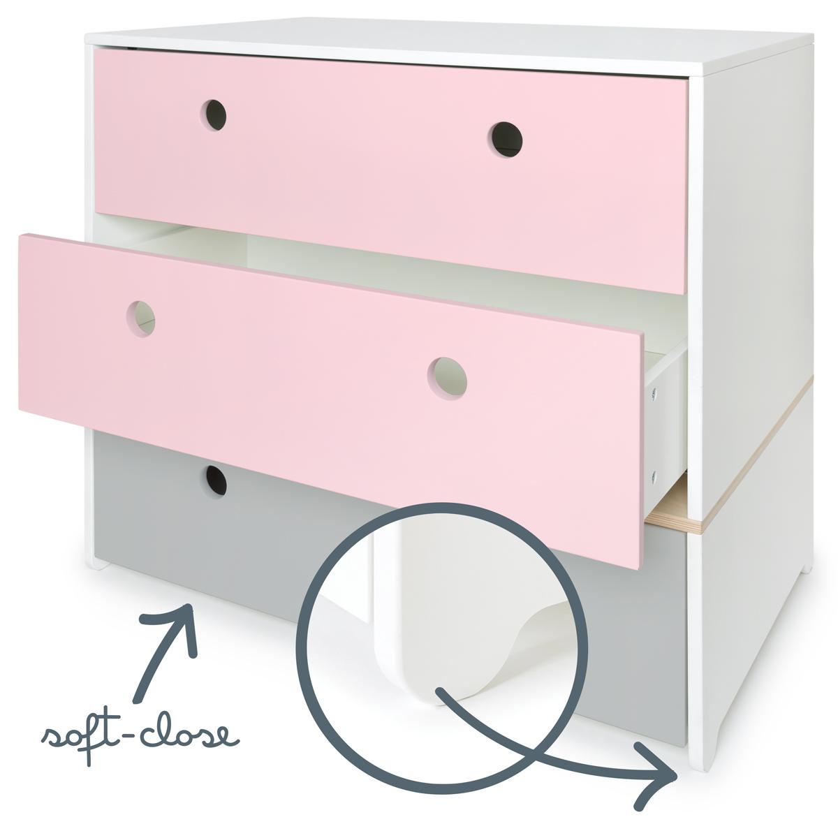 Cómoda COLORFLEX cajones frontales sweet pink-sweet pink-pearl grey