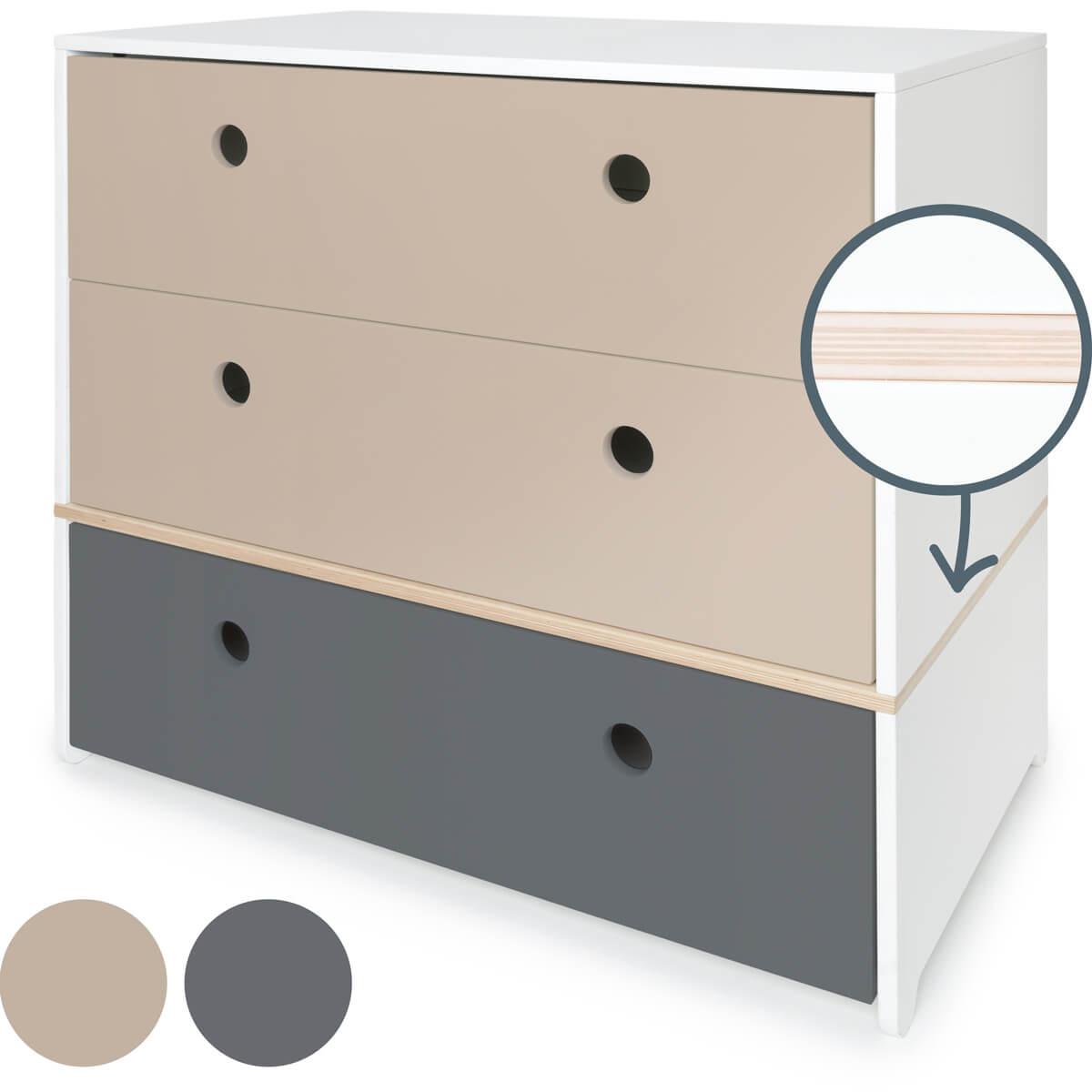 Cómoda COLORFLEX cajones frontales warm grey-warm grey-space grey