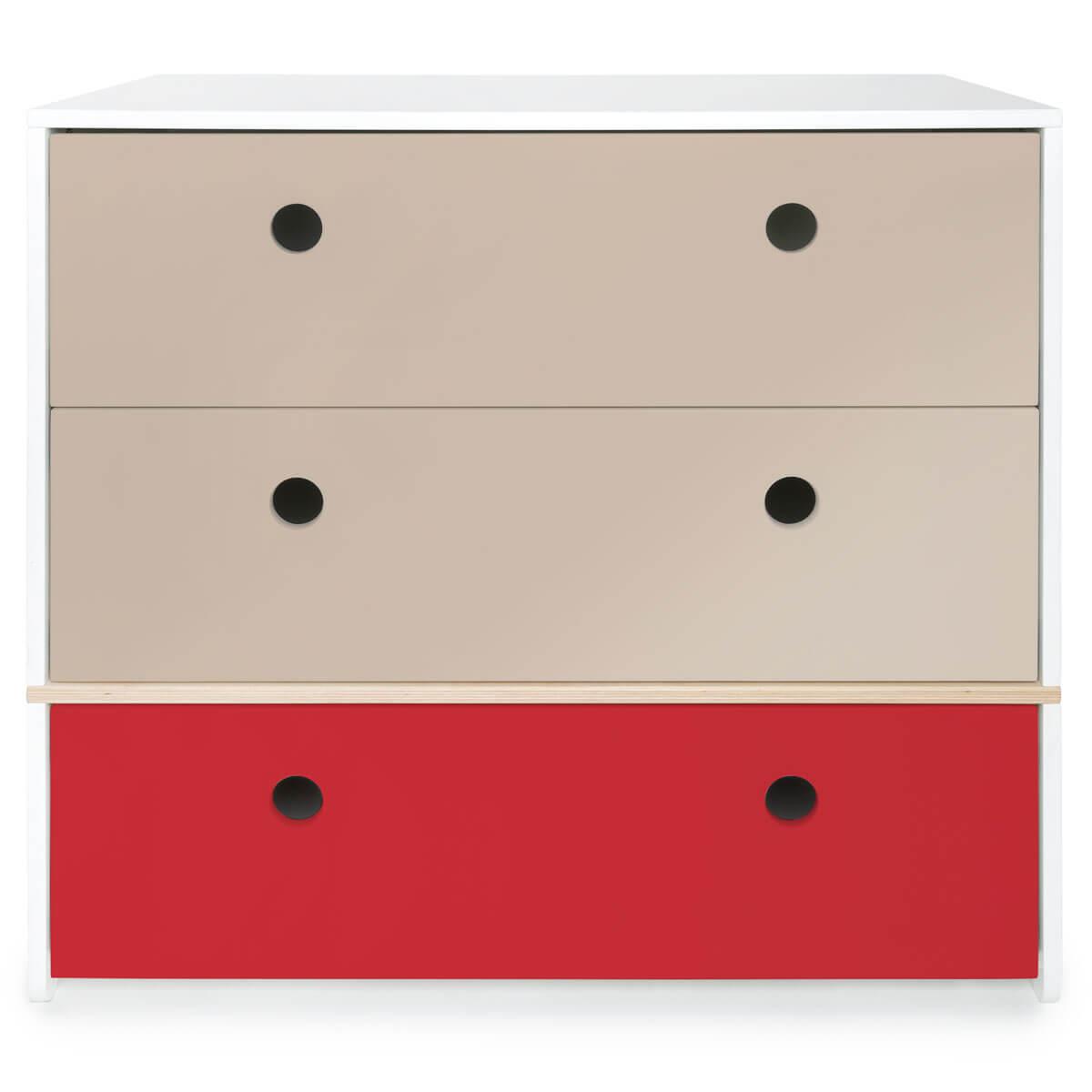 Cómoda COLORFLEX cajones frontales warm grey-warm grey-true red