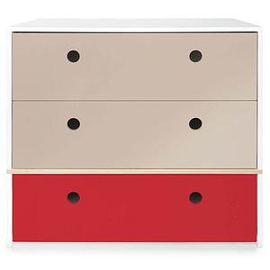 Cómoda COLORFLEX cajones frontales warm grey-warm grey-true red