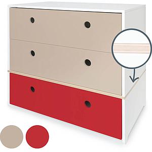 Cómoda COLORFLEX cajones frontales warm grey-warm grey-true red