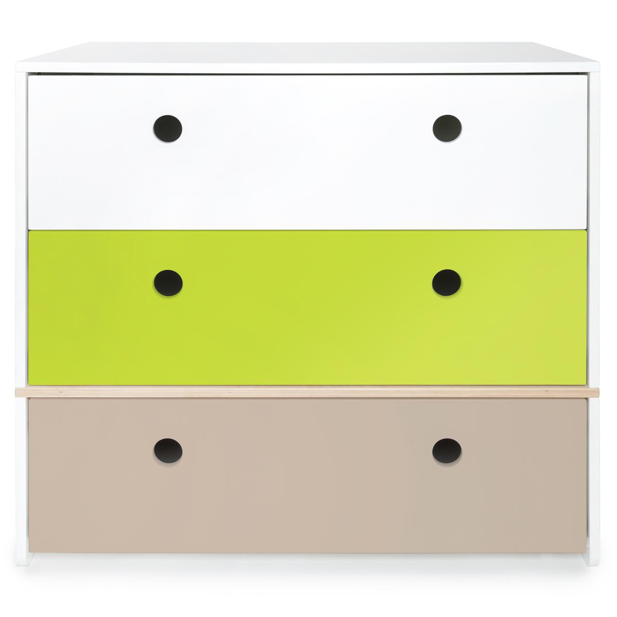 Cómoda COLORFLEX cajones frontales white-lime-warm grey